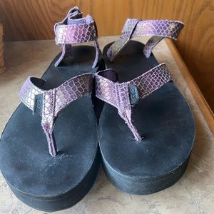 Teva snakeskin platform sandals